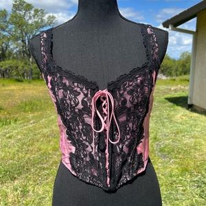 Frederick’s of Hollywood Lace Front Pink Corset Size 36